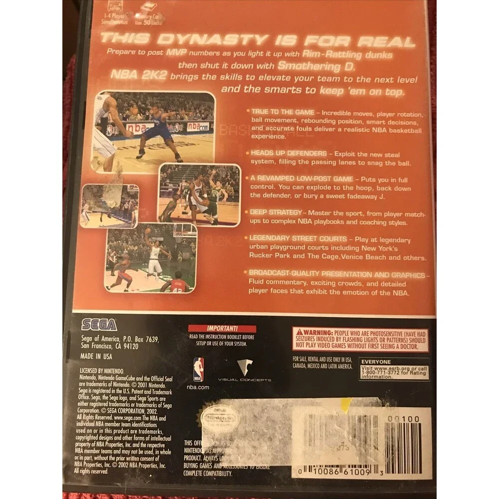 NBA 2K2 Nintendo‎ Gamecube Complete -- S2G --